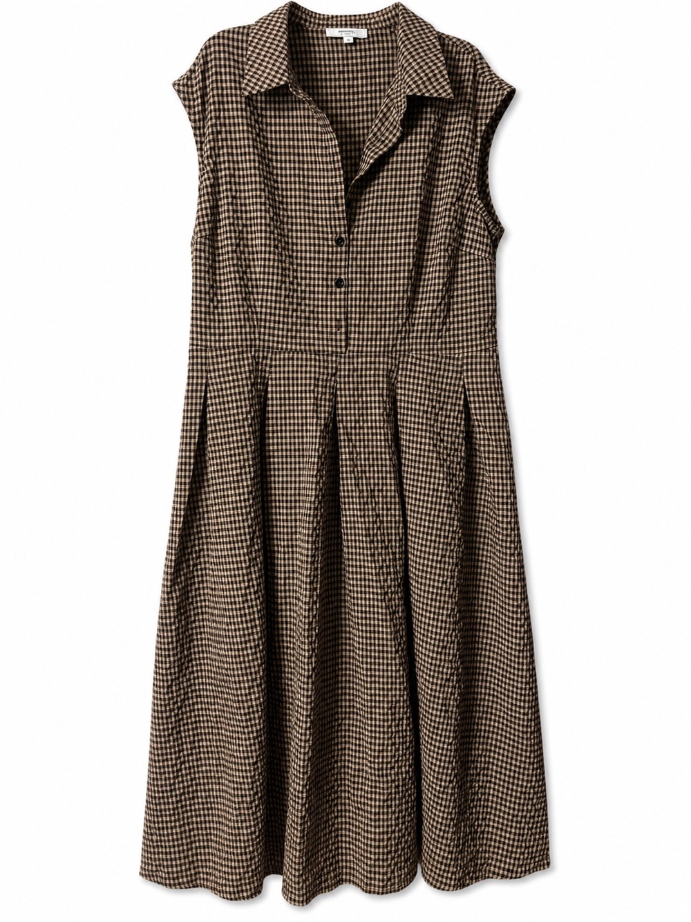 RIHOAS Brown Gingham Midi Shirt Dress Sz XL - Picture 3 of 6